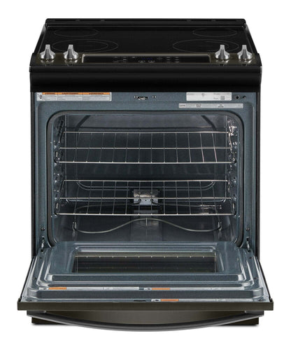 Cuisinière électrique Whirlpool de 4,8 pi³ avec nettoyage automatique - acier inoxydable noir - YWEE515S0LV