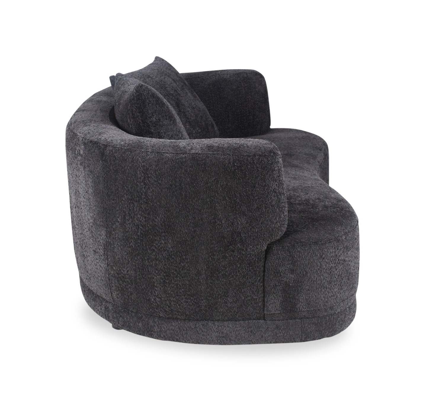 Causeuse arrondie Moon de 78 po en tissu avec coussins décoratifs - noir corbeau laineux