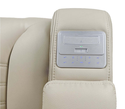 Sofa sectionnel à inclinaison électrique Zen 5 pièces de style cinéma maison en tissu d’apparence cuir avec massage - abricot