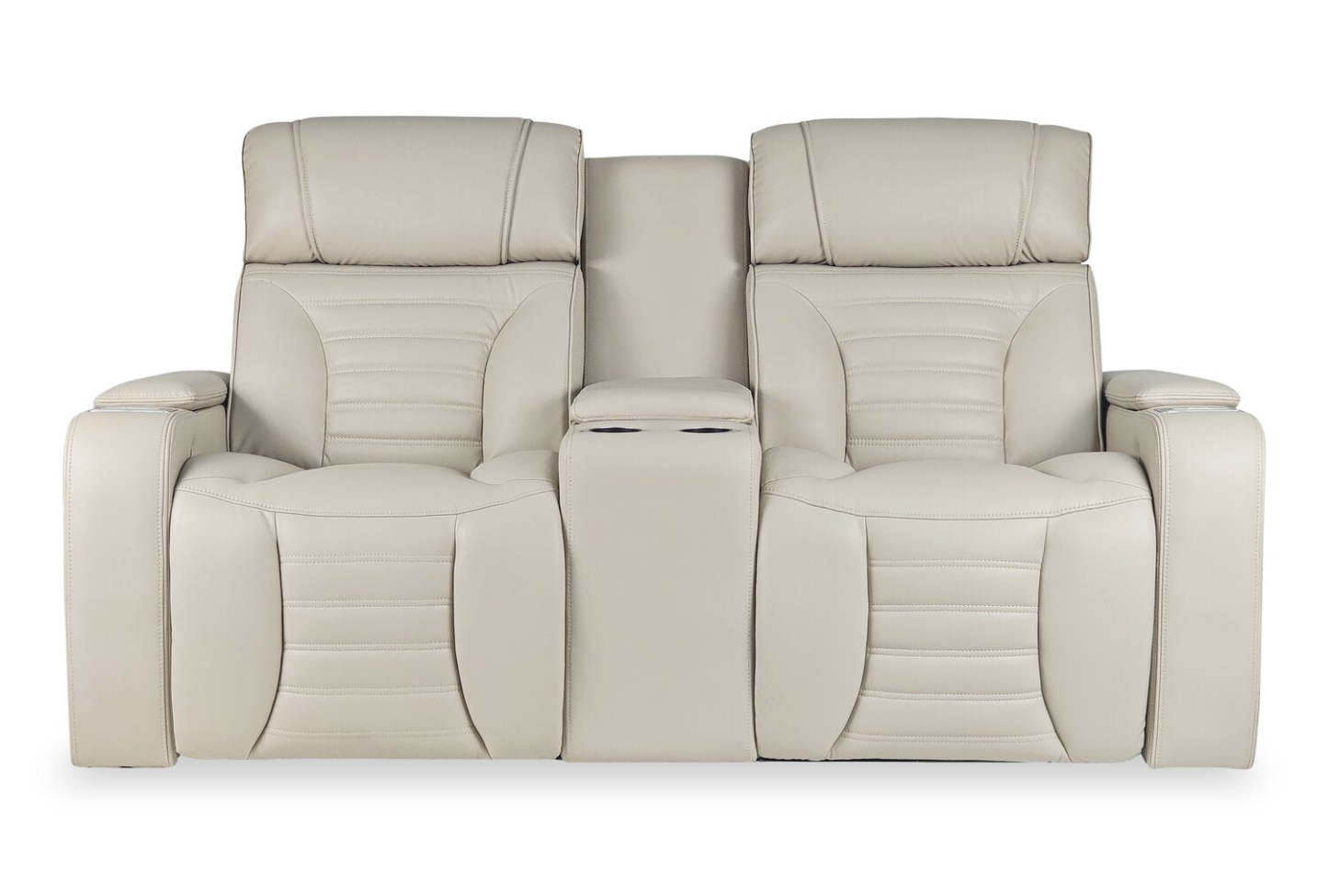 Zen 75.5 Tissu d'apparence cuir Canapé de massage inclinable électrique avec console réfrigérée - Abricot