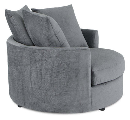 Made in Canada Grande 48 Chenille Fabric Cuddler Accent Chair - Plush Thunder Grey | Fauteuil d’appoint Cuddler Grande de 48 po fabriqué au Canada en tissu de chenille - gris Plush Thunder