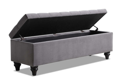 Sage 57 Storage Bench - Grey Velvet|Banc de rangement Sage de 57 po - velours gris