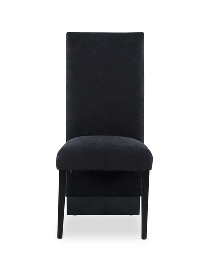 Ensemble de salle à manger Vega 7 pièces avec table de 82 po (L), imitation de marbre, piètement piédestal et 6 chaises - noir et blanc