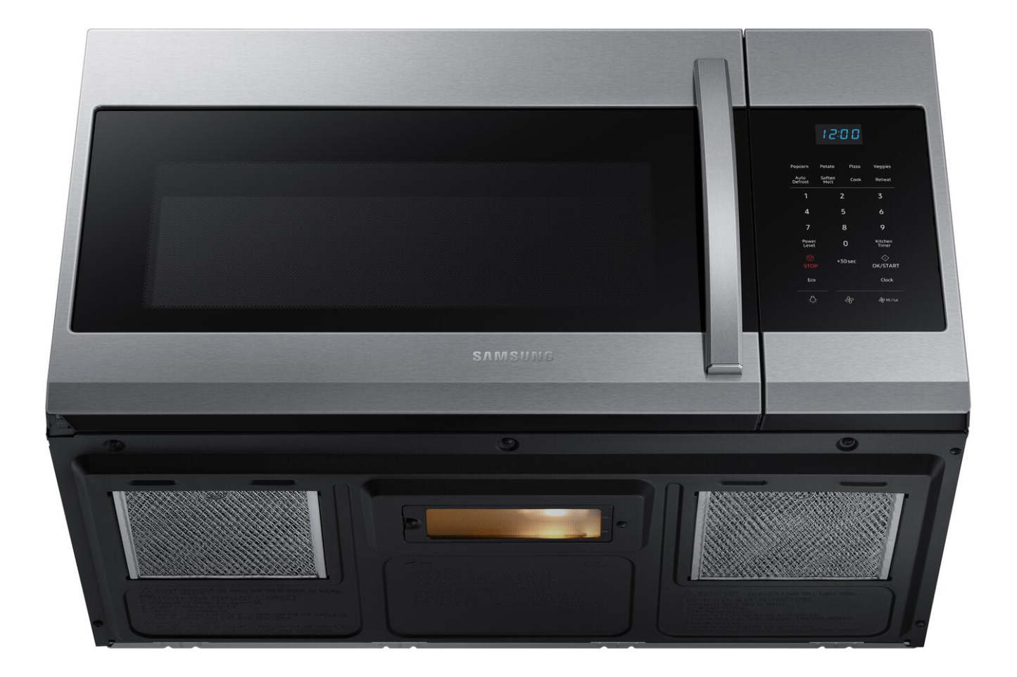 Samsung 1,7 Cu. Fort. Micro-ondes à grande portée avec 300 CFM et cuisson et réchauffage automatiques - Acier inoxydable -… | Quatre à micro-ondes à hotte intégrée Samsung de 1,7 pi³ avec 300 pi³/min, Wi-Fi et cuisson et réchauf…