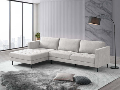 Sofa sectionnel de gauche Metro 2 pièces en tissu avec fauteuil long et coussins de siège capitonnés - neutre