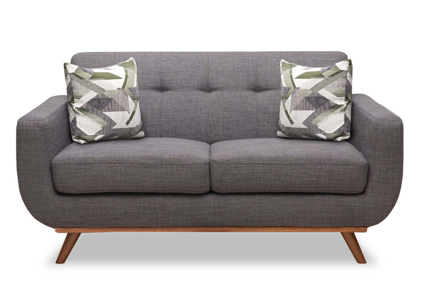 Kort & Co. Freeman 63 tissu d’apparence lin causeuse avec pattes en bois et coussins de dossier capitonnés - gris anthracite