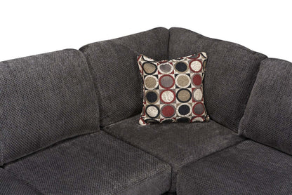 Sofa sectionnel de droite Morty 2 pièces fabriqué au Canada en tissu de chenille avec coussins décoratifs - gris