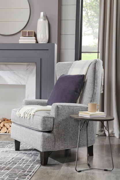 Fauteuil d'appoint à oreilles personnalisable Sofa Lab de 32 po fabriqué au Canada en tissu d'apparence lin - gris Luna Domino | AILE2191