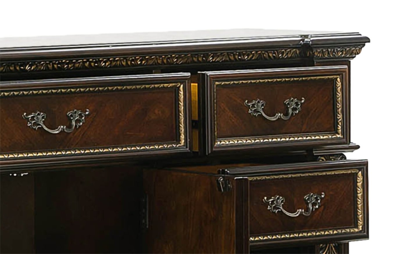 Ensemble de chambre à coucher Wynn 5 pièces avec lit, commode et miroir, brun cerise - Queen Size | Ensemble de chambre à coucher Wynn 5 pièces avec lit, commode et miroir, brun cerisier - taille queen