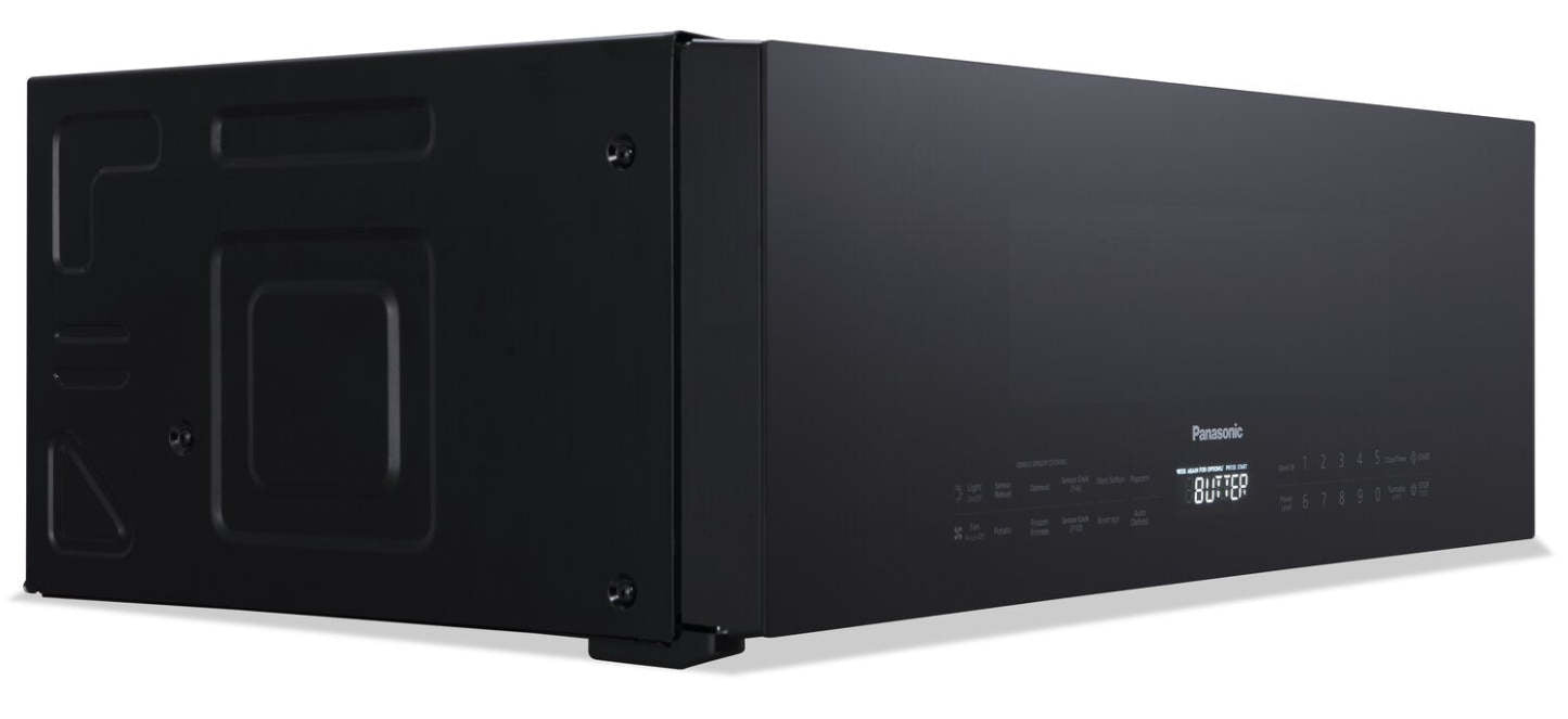 Panasonic 1,2 Cu. Fort. Micro-ondes à grande portée avec un design discret et un ventilateur d'extraction puissant - Sm… | Micro-ondes à hotte intégrée Panasonic de 1,2 pi³ à profil bas et puissant ventilateur d'évacuation …