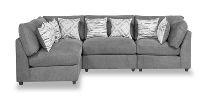 Scott Living Evolve Modular 4-Piece Linen-Look Fabric Pit Sofa Sectional with Feather Down Cushions - Charcoal|Canapé sectionnel modulaire Evolve de Scott Living 4 pièces en tissu d'apparence lin avec coussins en duvet et plumes - anthracite