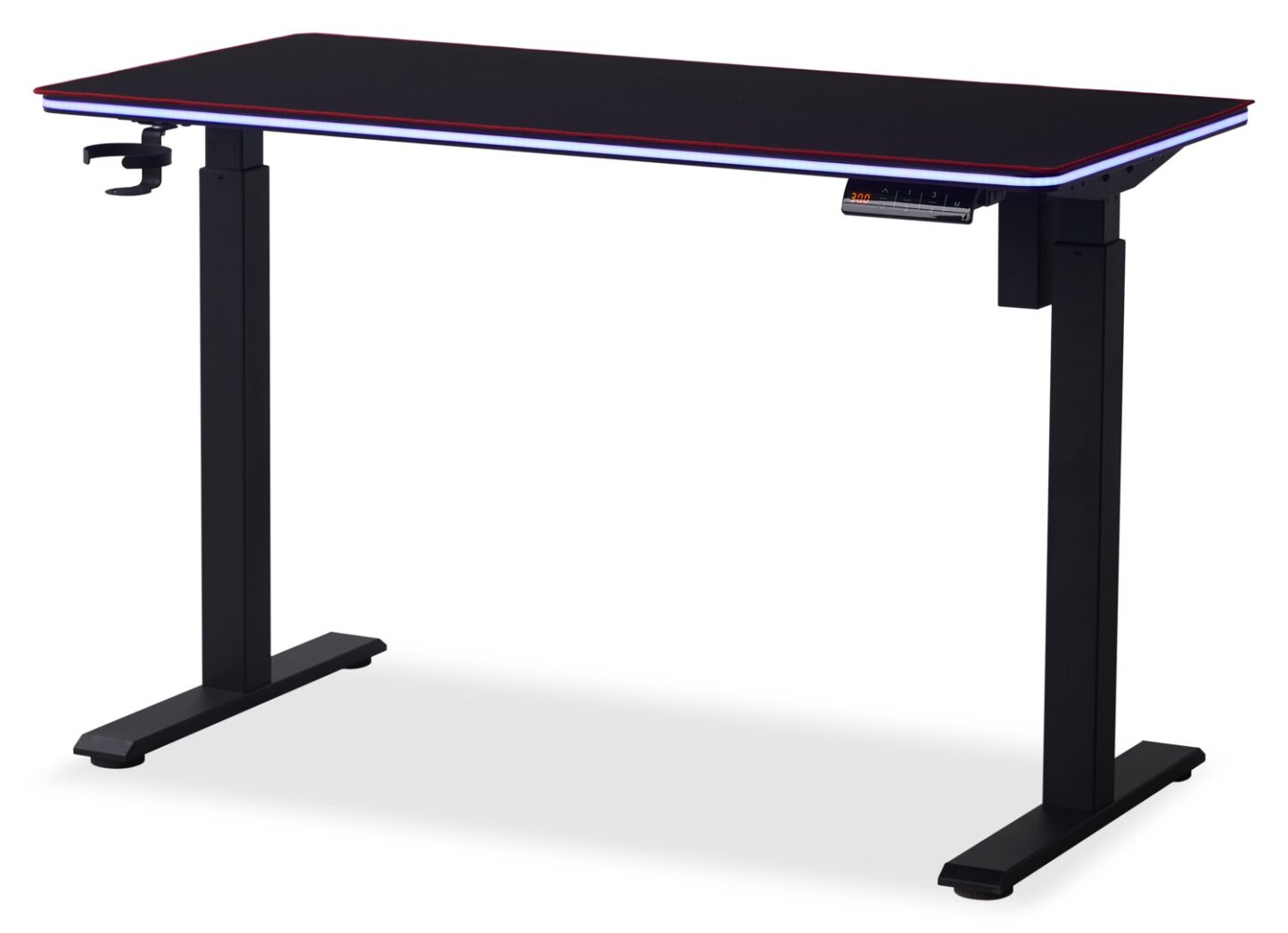 Bureau de jeu Finch 47 avec réglage électrique de la hauteur et éclairage RVB – Noir | Bureau de jeu Finch de 47 po avec réglage électrique de la hauteur et éclairage à DEL RVB - noir