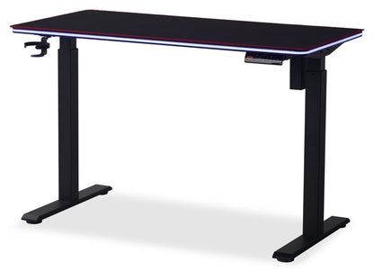 Bureau de jeu Finch 47 avec réglage électrique de la hauteur et éclairage RVB – Noir | Bureau de jeu Finch de 47 po avec réglage électrique de la hauteur et éclairage à DEL RVB - noir