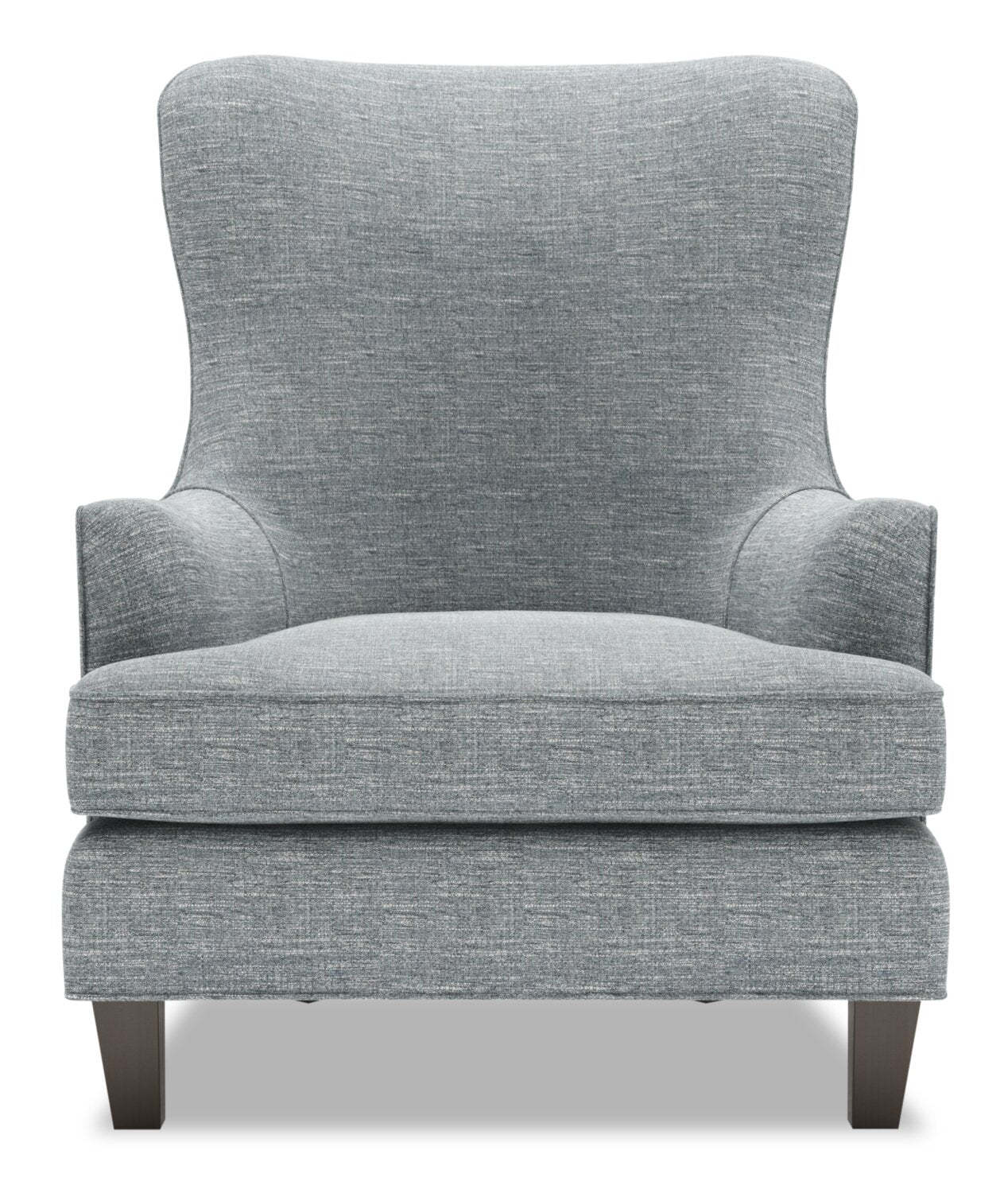 Fauteuil d’appoint à oreilles personnalisable Sofa Lab de 32 po fabriqué au Canada en tissu d’apparence lin - gris Luna Pewter | WING2291