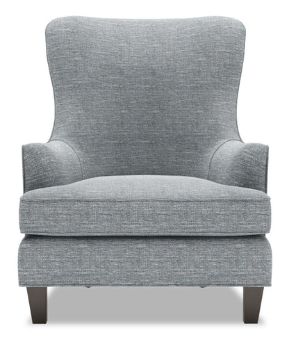 Fauteuil d’appoint à oreilles personnalisable Sofa Lab de 32 po fabriqué au Canada en tissu d’apparence lin - gris Luna Pewter | WING2291