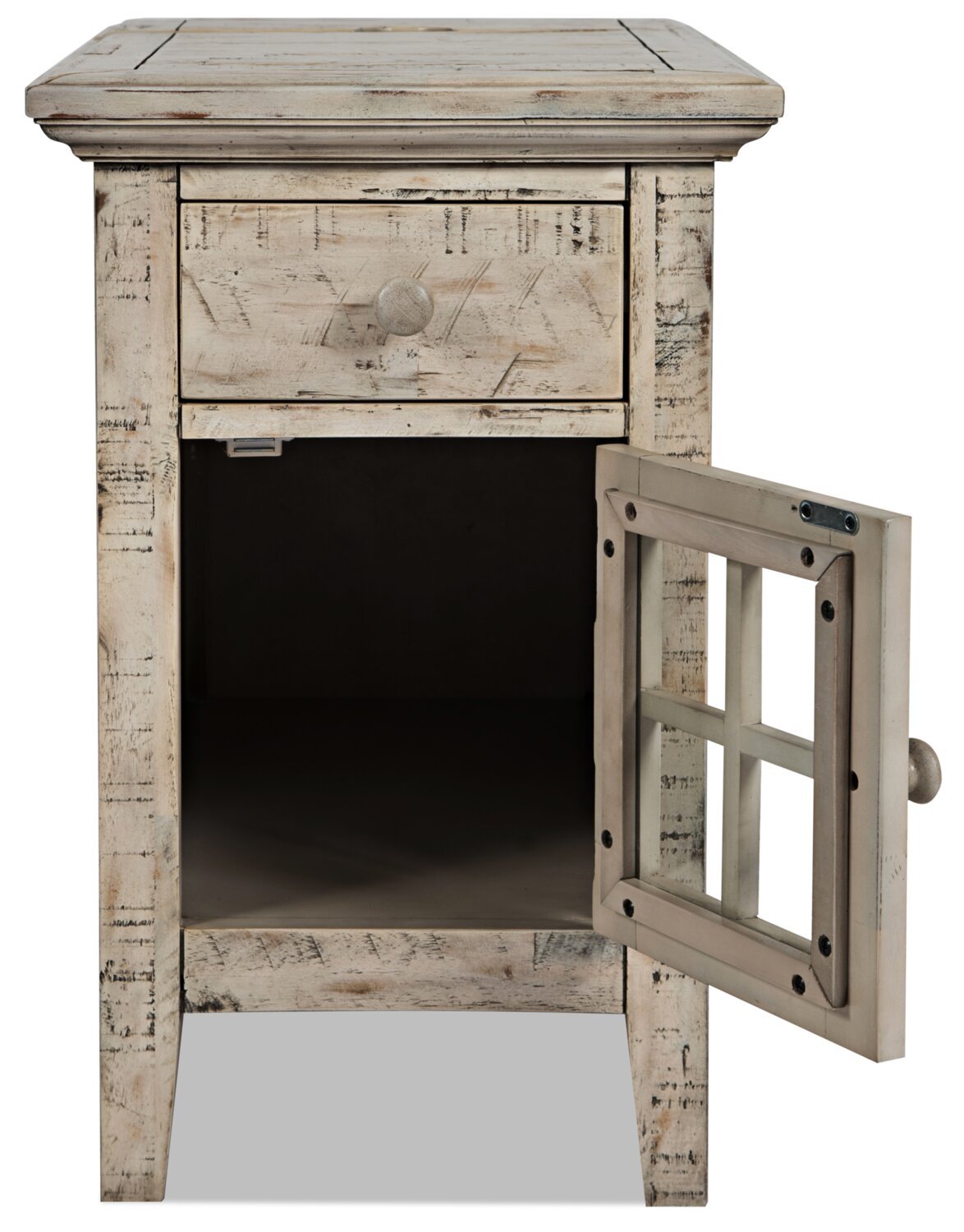 Rocco 16 Chairside Table avec USB - Crème|Table de fauteuil Rocco de 16 po avec USB - crème