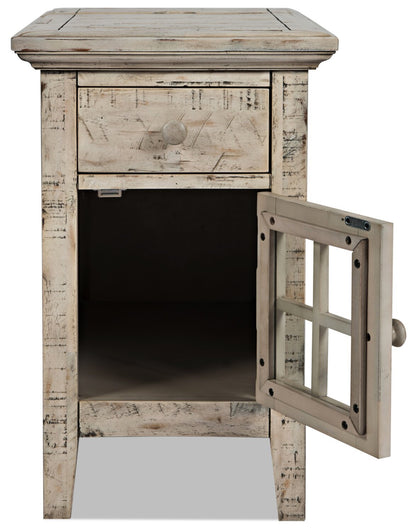 Rocco 16 Chairside Table avec USB - Crème|Table de fauteuil Rocco de 16 po avec USB - crème