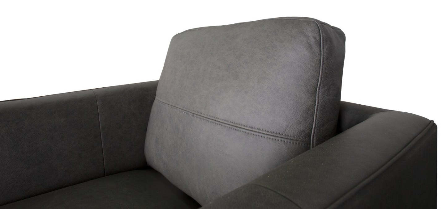 Chaise Melrose 36,5 en cuir véritable de première qualité avec pieds en métal - Gris | Fauteuil Melrose de 36,5 po en cuir de qualité supérieure avec pattes en métal véritable - gris