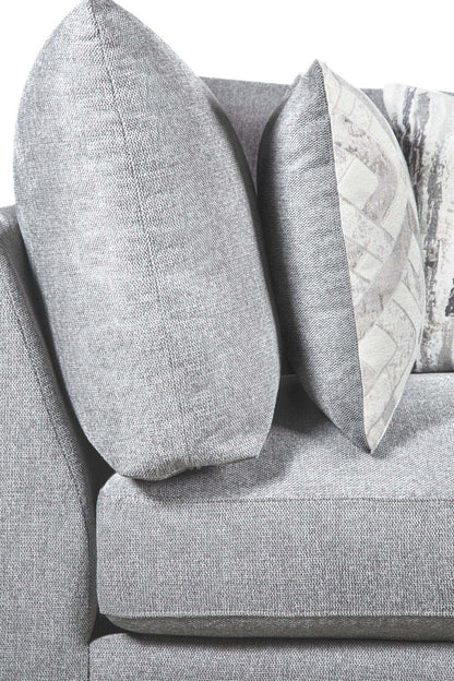Sofa sectionnel modulaire Evolve de Scott Living 4 pièces en tissu d’apparence lin avec coussins en duvet et plumes - gris