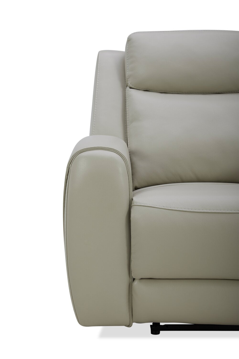 Sofa à inclinaison électrique Reign de 87 po en cuir véritable de qualité supérieure avec ports USB - taupe clair de lune Deltona