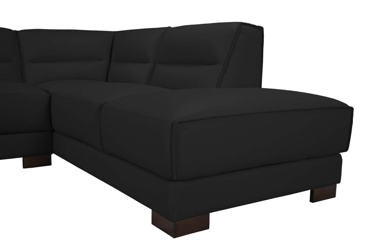 Citadel 2-Piece Right-Facing Top-Grain Genuine Leather Sectional with Wood Legs - Black | Canapé sectionnel droit Citadel 2 pièces en cuir véritable de qualité supérieure avec pieds en bois - noir