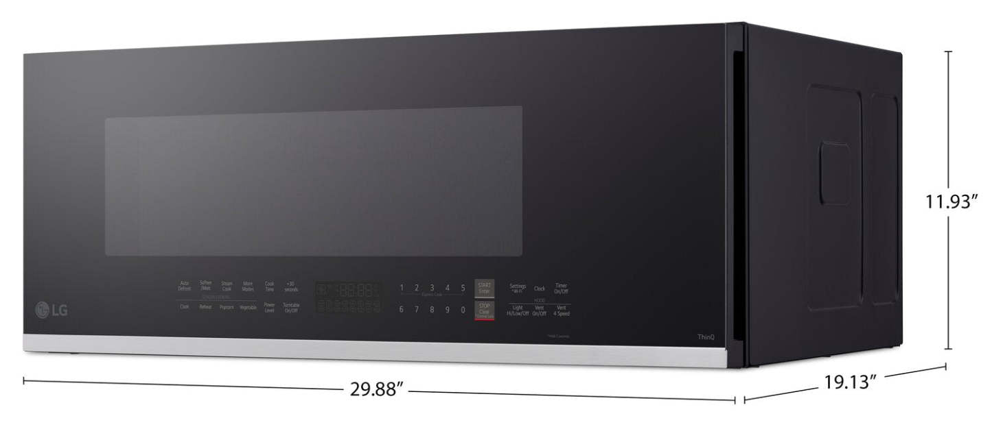 LG 1,3 Cu. Fort. Four à micro-ondes intelligent à profil bas avec cuisson par capteur - MVEF1337F | Quatre à micro-ondes à hotte intégrée intelligente à profil bas LG de 1,3 pi3 avec cuisson par capteur - MVEF1337F | MVEF133F