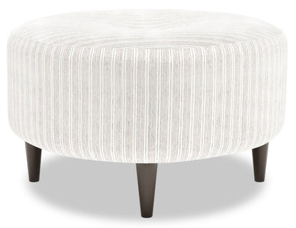 Pouf The Curve 31 en tissu, blanc dauphin, fabriqué au Canada | CURV1160