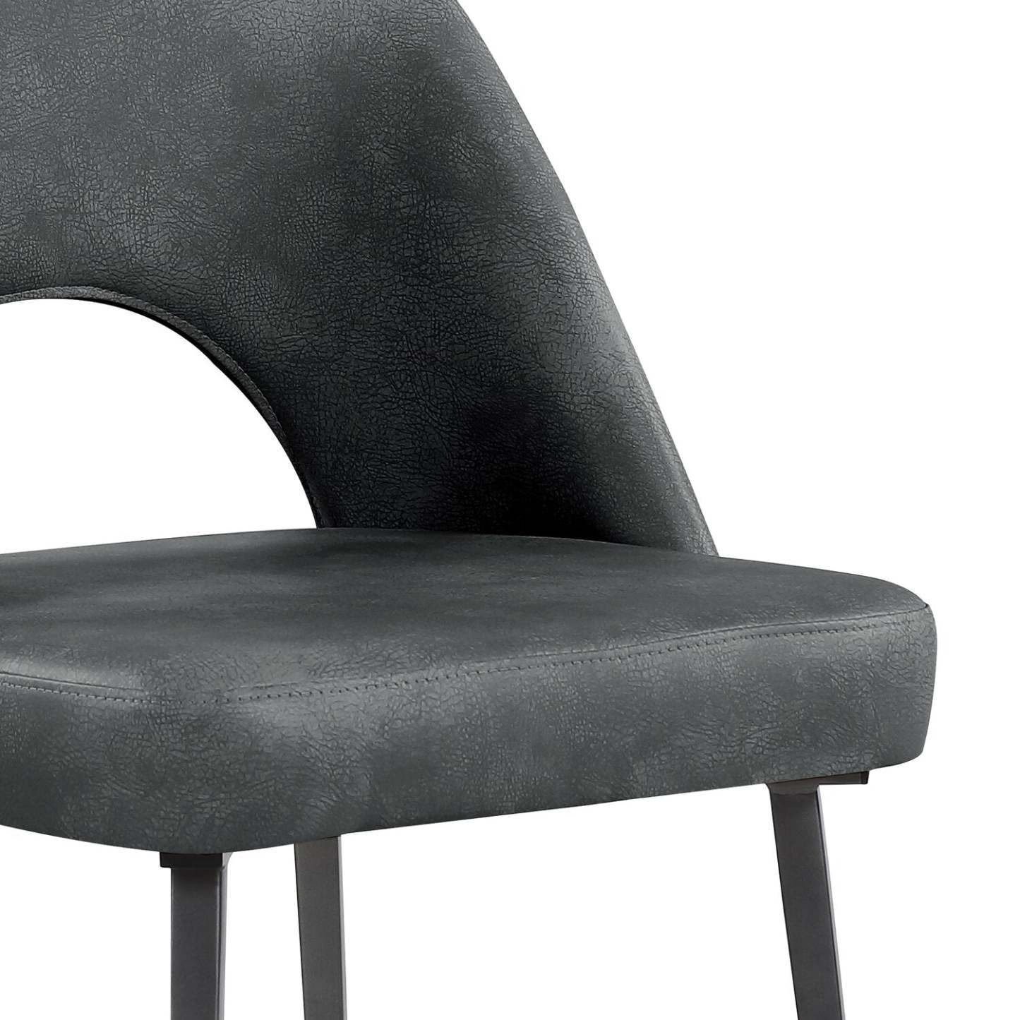 Chaise de salle à manger Bay de Kort &amp; Co. en tissu de cuir végétalien et en métal - anthracite