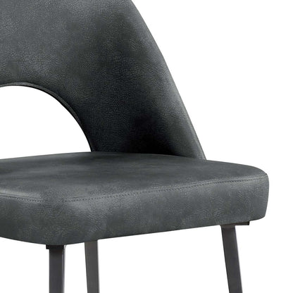 Chaise de salle à manger Bay de Kort &amp; Co. en tissu de cuir végétalien et en métal - anthracite