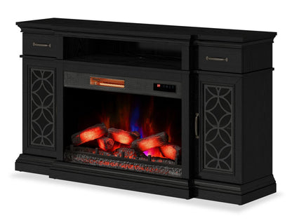 Meuble pour téléviseur Zenith de 64 po avec foyer électrique et rangement, pour téléviseurs jusqu’à 70 po - noir