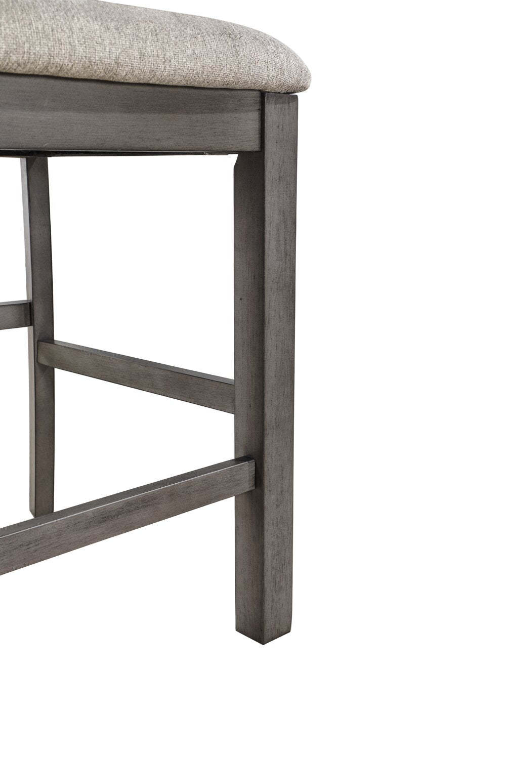 Chaise de salle à manger à hauteur de comptoir Krew avec tissu en polyester, dossier en échelle, mélamine - Gris | Chaise de salle à manger Krew de hauteur comptoir en tissu de polyester et en mélamine avec dossier en échelle - grise