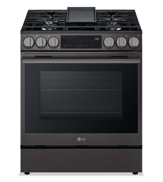 Cuisinière intelligente à gaz encastrée LG de 6,3 pi3 avec friture à air – acier inoxydable noir - LSGL6335Z