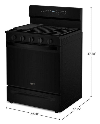 Cuisinière intelligente à gaz Whirlpool de 5 pi³ avec friture à air et autonettoyage - noire - WFGS7530RB | Whirlpool 5 Cu. Ft. Smart Gas Range with Air Fry and Self-Clean - Black - WFGS7530RB | WFGS75RB