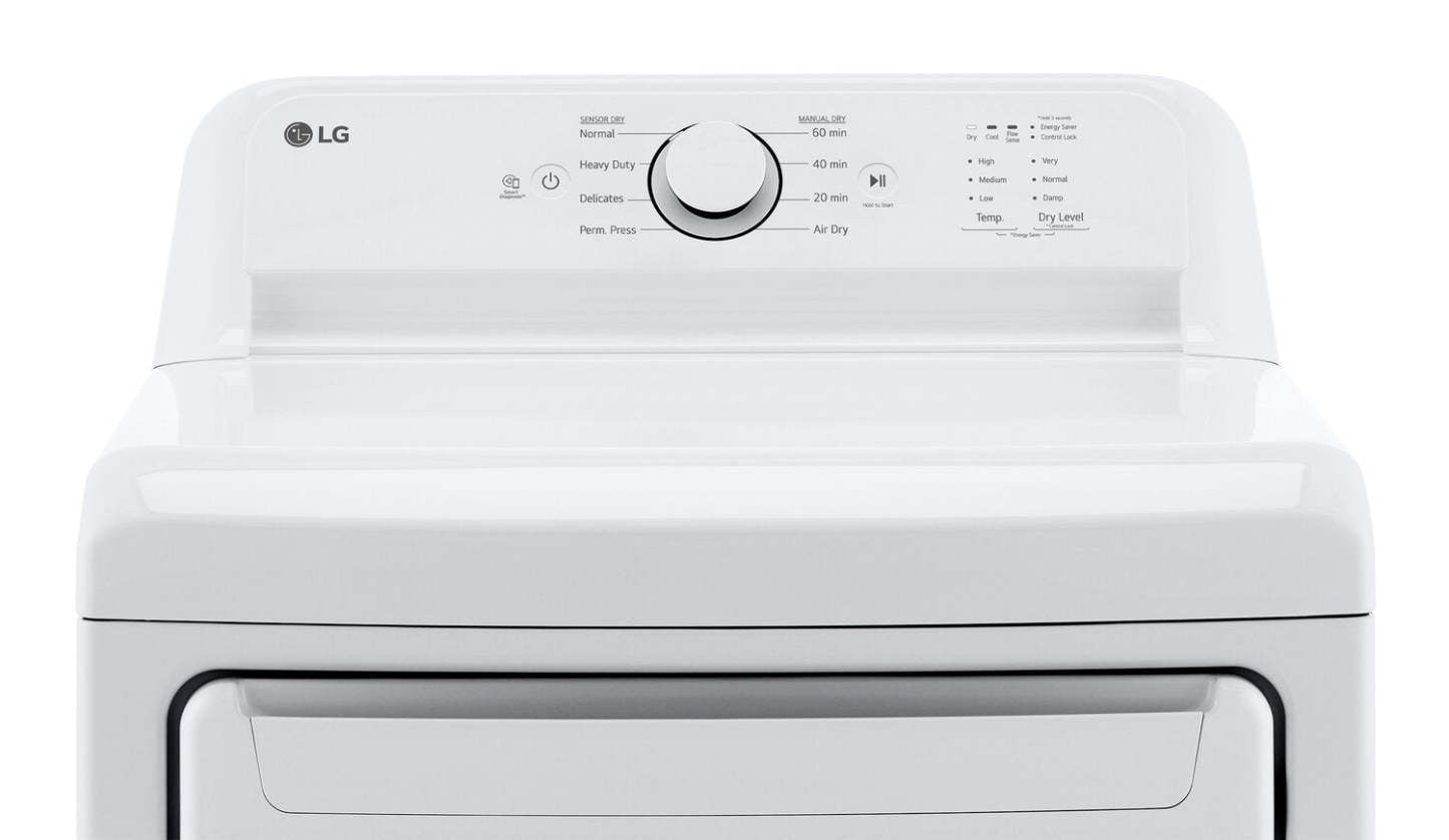 LG 7,3 Cu. Fort. Sécheuse électrique - Blanc - DLE6100W | Sécheuse électrique LG de 7,3 pi³ - blanche - DLE6100W