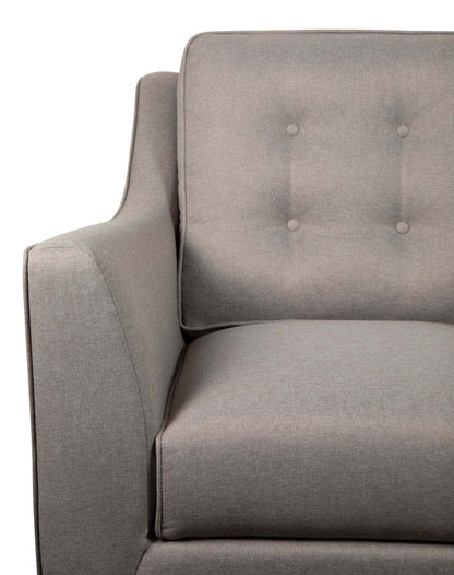 Chaise Novalee 35 en tissu d'apparence lin avec accoudoirs évasés et capitonnage de boutons - Taupe | Fauteuil Novalee de 35 po en tissu d'apparence lin avec accoudoirs évasés et capitonnage à boutons - taupe