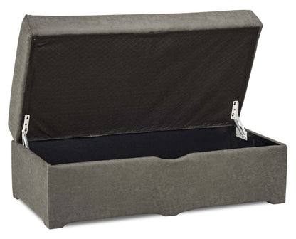 Made in Canada Morty 48 Leather-Look Fabric Storage Ottoman - Grey | Pouf de rangement Morty de 48 po fabriqué au Canada en tissu d’apparence cuir - gris