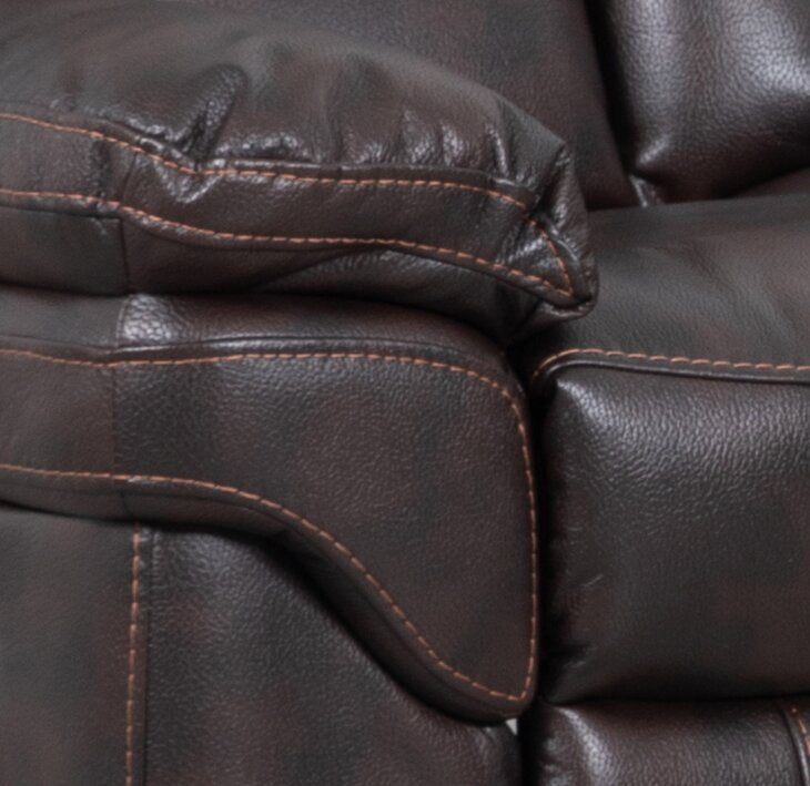 Sofa sectionnel inclinable Leo 5 pièces en tissu d’apparence cuir avec fauteuil inclinable sans accoudoirs - brun noyer