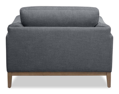 Chaise en tissu Valley 44 avec base et pieds en bois d'hévéa - Étain | Fauteuil Valley de 44 po en tissu avec base et pattes en hévéa - étain