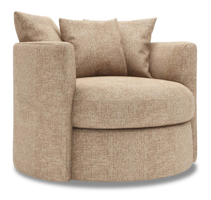Fauteuil d’appoint pivotant Nest de Sofa Lab de 41 po fabriqué au Canada en tissu de chenille - taupe Luxury Taupe | NEST2893
