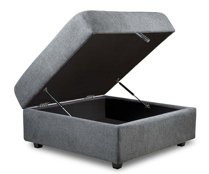 Scott Living Evolve Modular 39.5 Linen-Look Fabric Storage Ottoman with Feather Down Cushion - Charcoal Grey | Pouf de rangement modulaire Evolve de Scott Living de 39,5 po en tissu d’apparence lin avec coussin en duvet et plumes - gris anthracite