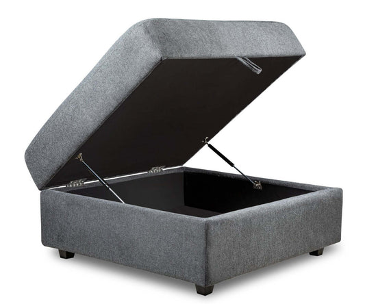 Scott Living Evolve Modular 39.5 Linen-Look Fabric Storage Ottoman with Feather Down Cushion - Charcoal Grey | Pouf de rangement modulaire Evolve de Scott Living de 39,5 po en tissu d’apparence lin avec coussin en duvet et plumes - gris anthracite
