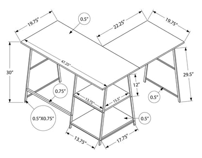 Evlin 42 L-Shaped Office Desk with Shelves - Natural|Bureau en forme de L Evlin de 42 po à tablettes - naturel