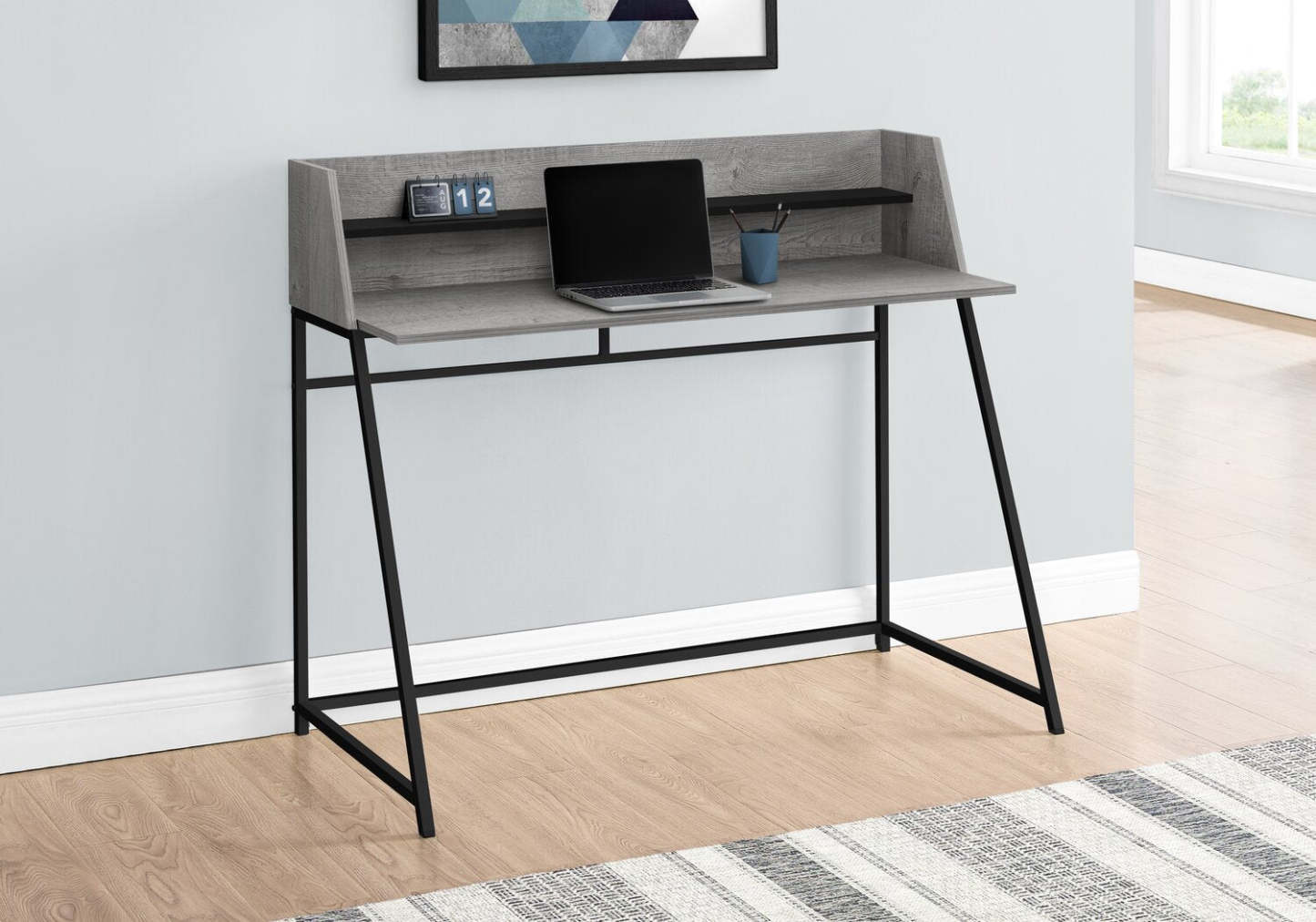Bureau Lawson 47.25 avec petite niche - Gris|Bureau Lawson de 47,25 po avec petite crédence - gris