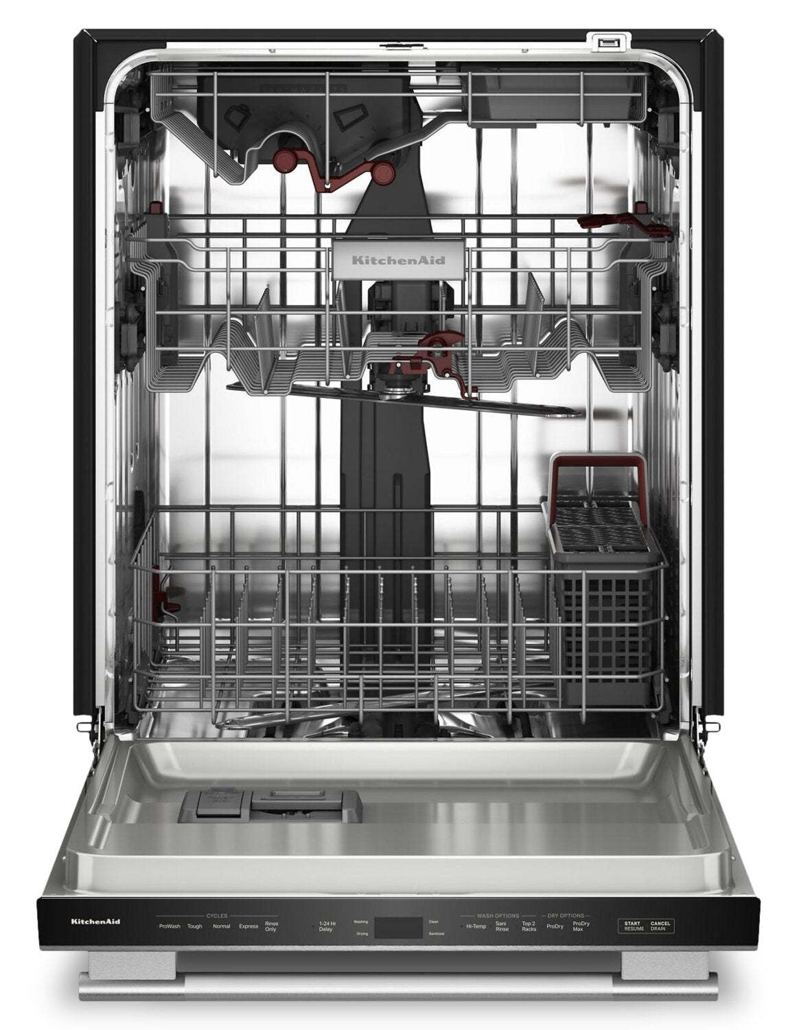 Lave-vaisselle KitchenAid de 24 po et de 44 dBA avec troisième panier 360° Max JetsMC - acier inoxydable PrintShieldMC - KDTS424SPS