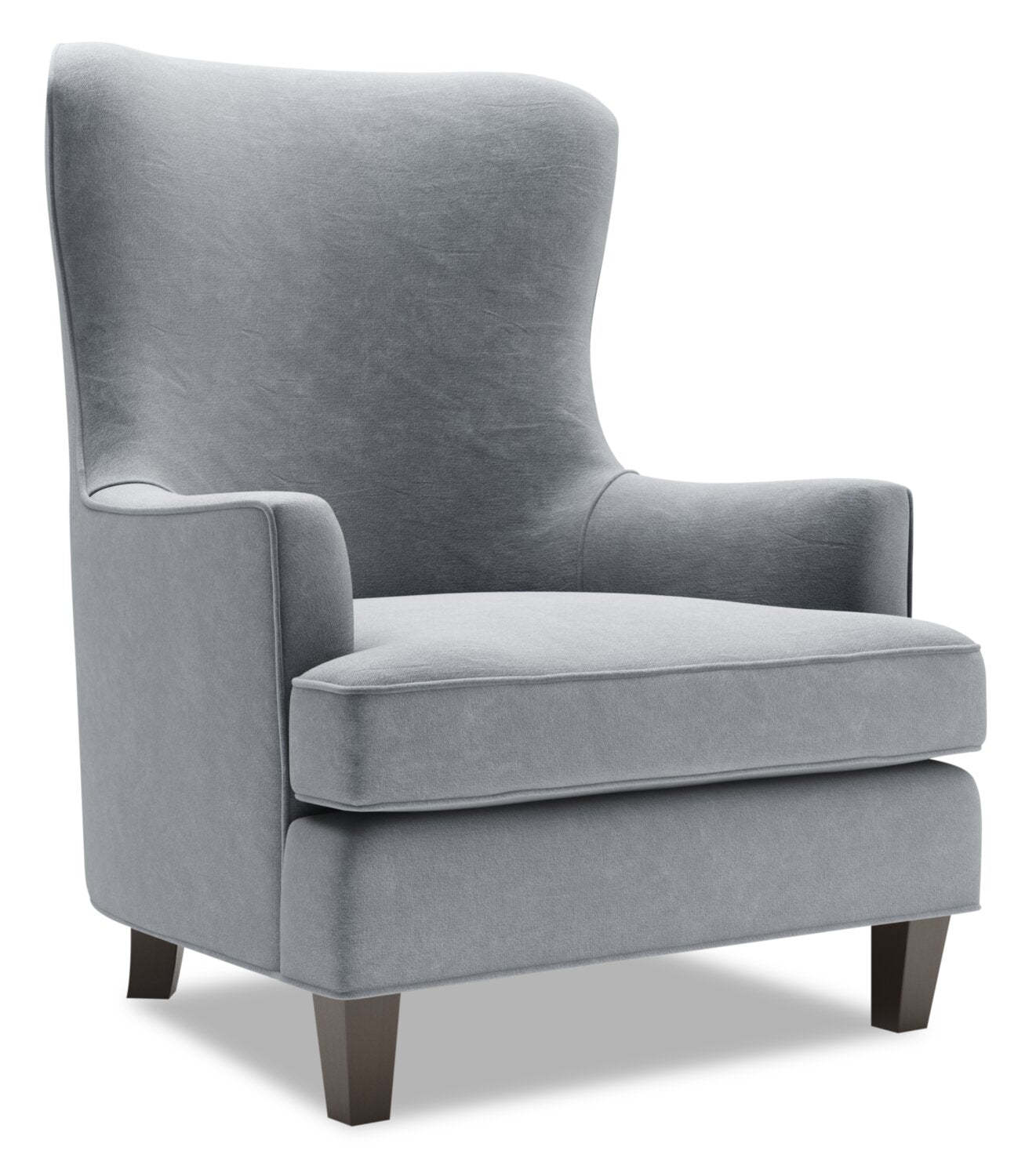 Fauteuil d’appoint à oreilles Sofa Lab personnalisable de 32 po en tissu de velours - gris | Made in Canada Sofa Lab Customizable Wingback 32 Velvet Fabric Accent Chair - Grey | WING2888