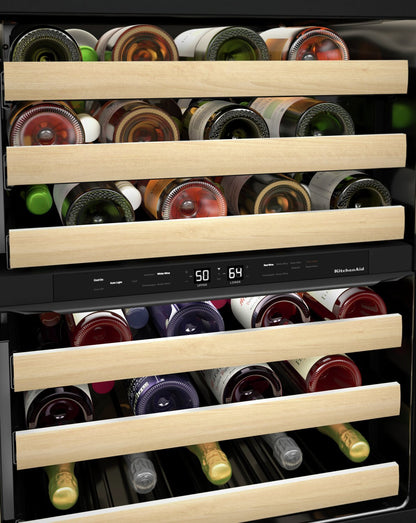 Réfrigérateur à vin KitchenAid de 24 po et de 5 pi³ sous le comptoir - panneau personnalisable - KUWL214KPA | KitchenAid 24 5 Cu. Ft. Undercounter Wine Refrigerator - Panel Ready - KUWL214KPA