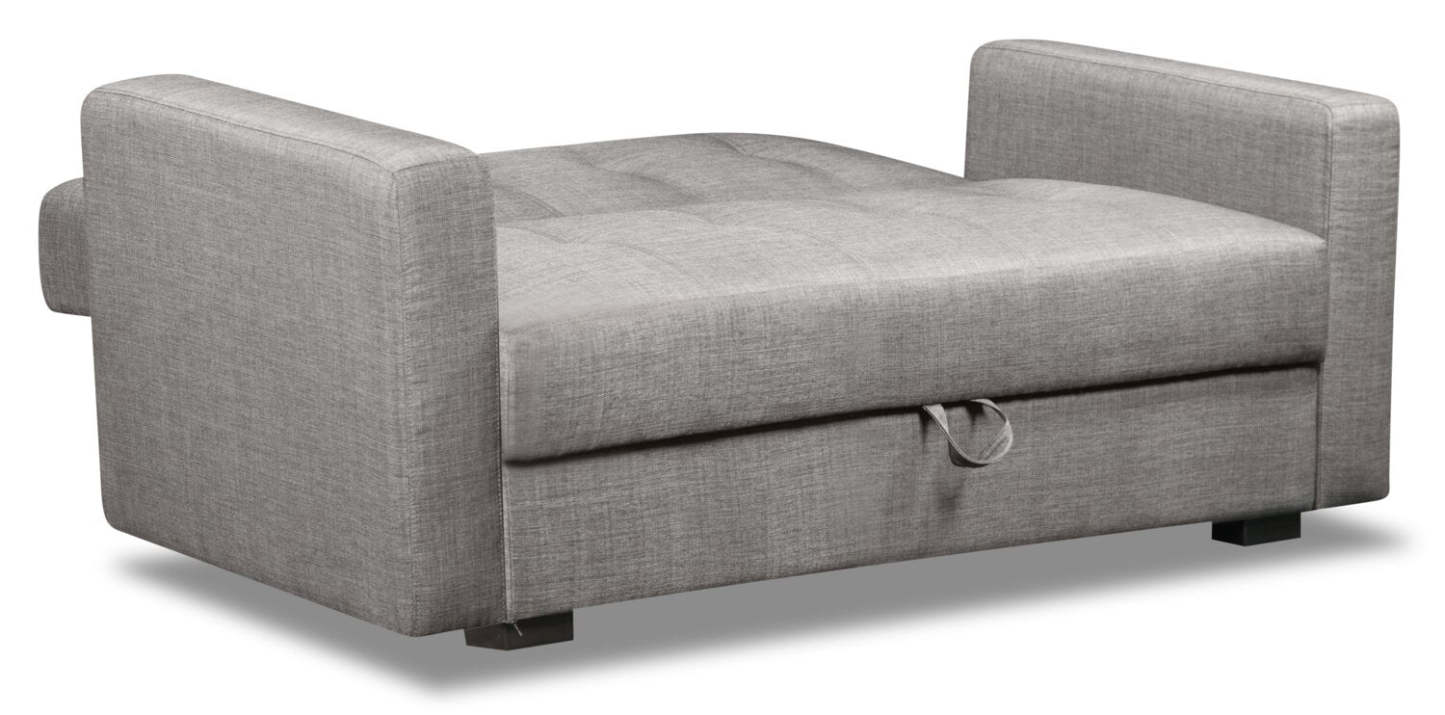 Futon Weston de 55 po en tissu d’apparence lin avec mécanisme Klik Klak et rangement - gris acier