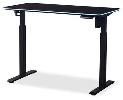 Bureau de jeu Finch 47 avec réglage électrique de la hauteur et éclairage RVB – Noir | Bureau de jeu Finch de 47 po avec réglage électrique de la hauteur et éclairage à DEL RVB - noir