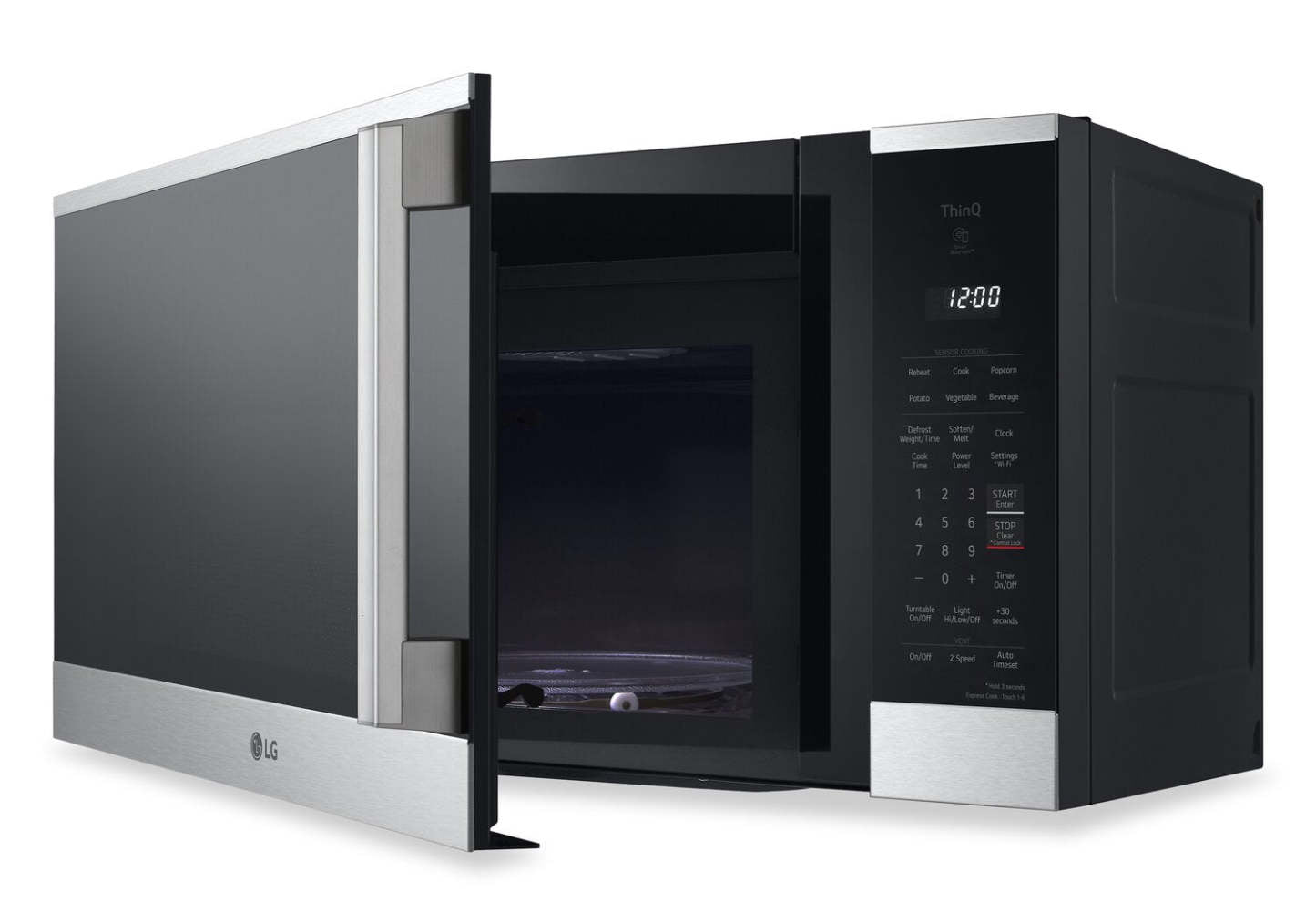 LG 1,8 Cu. Fort. Micro-ondes intelligent à cuisinière avec EasyClean® - MVEM1825X | Quatre à micro-ondes à hotte intégrée intelligente LG de 1,8 pi3 avec EasyCleanMC - MVEM1825X