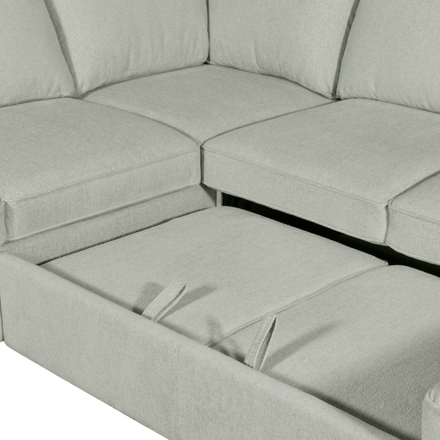 Canapé lit sectionnel de gauche Haven de Scott Living 4 pièces en tissu de chenille avec fauteuil long de rangement - bleu écume de mer